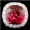 Image 1 : 18K Gold 14.62ct Tourmaline & 3.21ctw Diamond Ring