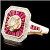 Image 2 : 14K Gold 1.40ct Ruby & 1.00ctw Diamond Ring