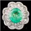 Image 1 : 18K Gold 4.31ct Emerald & 1.56ctw Diamond Ring