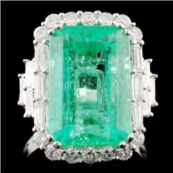 18K Gold 9.32ct Emerald & 1.31ctw Diamond Ring