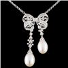 Image 1 : 18K Gold 8 x 12MM Pearl & 0.66ctw Diamond Necklace