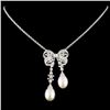 Image 2 : 18K Gold 8 x 12MM Pearl & 0.66ctw Diamond Necklace