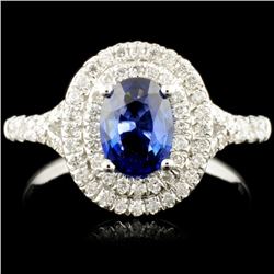 18K Gold 0.80ct Sapphire & 0.48ctw Diamond Ring