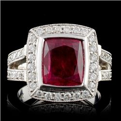 14K Yellow Gold 3.48ct Rubellite & 1.41ct Diamond