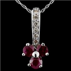 14K White Gold 1.56ct Ruby & 0.23ct Diamond Pendan