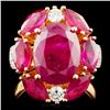 Image 1 : 14K Gold 8.64ct Ruby & 0.48ctw Diamond Ring