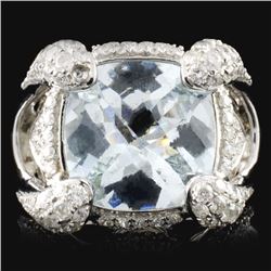 18K White Gold 4.29ct Aquamarine & 1.21ct Diamond