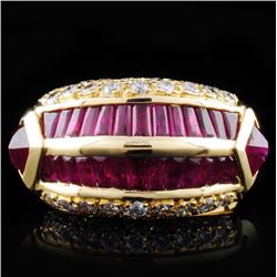 18K Yellow Gold 4.32ct Ruby & 0.79ct Diamond Ring