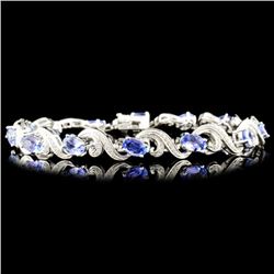 14K Gold 5.52ct Tanzanite & 0.41ctw Diamond Bracel