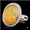 Image 2 : 14K Yellow Gold 5.61ct Opal & 1.04ct Diamond Ring