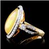 Image 3 : 14K Yellow Gold 5.61ct Opal & 1.04ct Diamond Ring