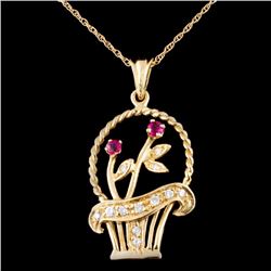 14K Gold 0.24ctw Ruby & 0.36ctw Diamond Pendant