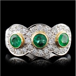 14K White Gold 0.73ct Emerald & 0.67ct Diamond Rin