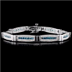 14K White Gold 3.82ctw Fancy Color Diamond Bracele