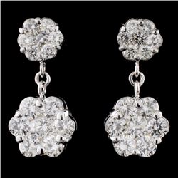 14K White Gold 3.13ctw Diamond Earrings