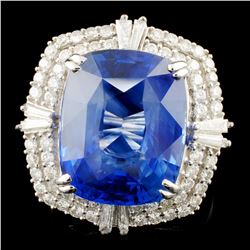 *GIA 14K Gold 13.34ct Sapphire & 0.93ctw Diam Ring