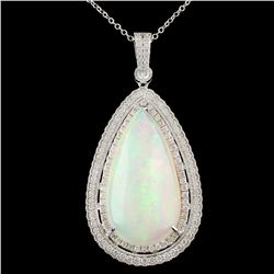 18K Gold 17.96ct Opal & 1.33ctw Diamond Pendant