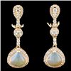 Image 1 : 14K Gold 3.30ctw Opal & 1.20ctw Diamond Earrings