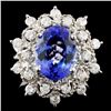 Image 1 : 14K Gold 4.36ct Tanzanite & 0.73ctw Diamond Ring