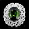 Image 1 : 18K Gold 10.19ct Tourmaline & 2.12ct Diamond Ring