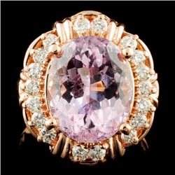 14K Gold 4.92ct Kunzite & 0.43ctw Diamond Ring