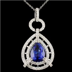 18K Gold 3.88ct Tanzanite & 1.85ctw Diamond Pendan