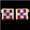 Image 1 : 18K Gold 0.92ctw Ruby & 0.49ctw Diamond Earrings