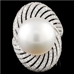 18K Gold 15mm Pearl & 1.41ctw Diamond Ring