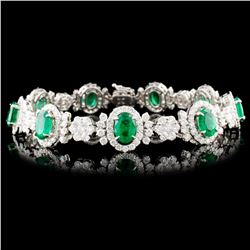 18K Gold 15.04ct Emerald & 7.29ctw Diamond Bracele