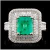Image 1 : 18K White Gold 1.69ct Emerald & 1.35ctw Diamond Ri