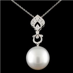 18K Gold 15.00mm Pearl & 0.42ctw Diamond Pendant