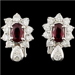 18K Gold 1.26ctw Ruby & 1.07ctw Diamond Earrings