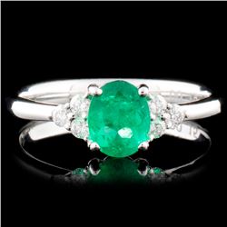 18K Gold 0.67ct Emerald & 0.15ctw Diamond Ring