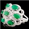 Image 2 : 14K Gold 3.20ct Emerald & 1.06ctw Diamond Ring