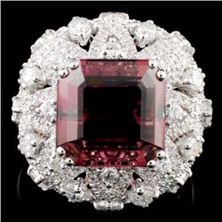 18K Gold 7.23ct Tourmaline & 1.56ctw Diamond Ring