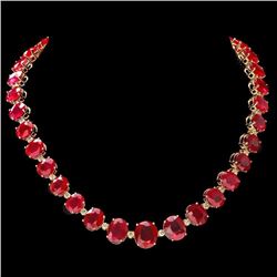 `14k Gold 137ct Ruby 4ct Diamond Necklace