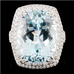 18K Gold 13.87ct Paraiba Tourmaline & 1.04ctw Diam