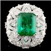 Image 1 : 18K Gold 3.94ct Emerald & 1.61ctw Diamond Ring