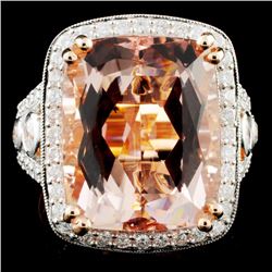 14K Rose Gold 13.88ct Morganite & 1.53ct Diamond R