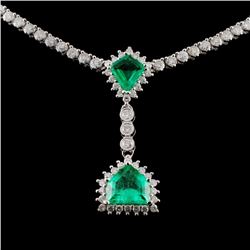 18K White Gold 1.93ct Emerald & 5.09ct Diamond Nec