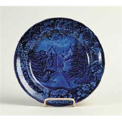 HISTORIC BLUE STAFFORDSHIRE PLATE “LA GRANGE THE RESIDENCE OF THE MARQUIS LAFAYETTE”