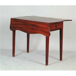 MAHOGANY ONE DRAWER SHAPED LEAF PEMBROKE TABLE