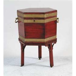 GEORGE III MAHOGANY CELLARETTE ON STAND