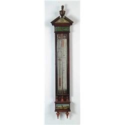 FINE AND RARE MAHOGANY INLAID BAROMETER/THERMOMETER BY J. STOPPANI, AMSTERDAM