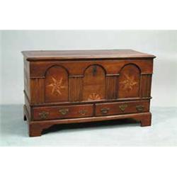 OUTSTANDING INLAID WALNUT DOWRY CHEST “D W 1776”