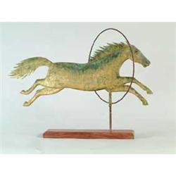 OUTSTANDING GILT CIRCUS HORSE LEAPING THROUGH HOOP BY A. L. JEWELL & CO