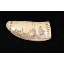 LARGE ENGRAVED AND POLYCHROME WHALE’S TOOTH