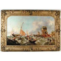 WILLIAM CALLCOTT KNELL (British, -1879) PAIR OF SHIPPING SEASCAPES