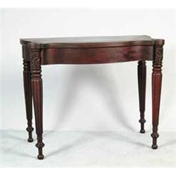 FINE SHERATON SERPENTINE FRONT MAHOGANY CARD TABLE