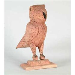 FOLK ART CARVED AND PAINTED OWL